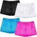 Resinta 4 Pieces Girls Gymnastic Shorts Metallic Spandex Shorts Glitter Ballet Dance Shorts Girls' Sparkle Dance Shorts 7-8 Years Hot Pink, Blue, Black, Silver