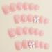 Buy Pink Press on Nails - Short Square Fake Nails with White French Tips & Bow Nail Charms | 24 Pcs Glossy Nude Pink Acrylic Designs for Daily Wear - Buy Online on GoSupps.com