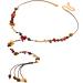 Oralgo Handmade Stone Pearl Fringe Necklace | Colorful Ethnic Choker for Trendsetters | Turquoise & Wax Thread Collarbone Chain - Buy Online on GoSupps.com