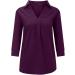 Yck-SAiWed Women's Elegant V Neck 3/4 Sleeve Blouse - Purple, Large | Casual Work Office Solid Color Tunic Top - Buy Online on GoSupps.com