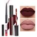 HAOYA 2Pcs Matte Dark Red Lip Liner and Lipstick Makeup Set  Matte Liquid Lipstick 24H and with Lip Liner Set Kit Waterproof Long Lasting labiales mate 24 horas originales matte larga duracion 2417 S05