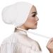 Hophor Women Under Scarf Hat Hijab Cap Islamic Muslim Under Scarf Hijab Cap with Tie-Back Closure White(1pcs)