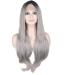 BGHJUE N Wig Gray Long Straight Synthetic Wig Body Wave Heat Resistant Hair Glueless Full Wigs For Women Average Cap Size