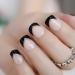 Hujl Artificial nails "Black France French pressure on artificial nails natural beige pink 24-part headgear for the home office"