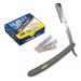 Stainless Steel Professional Barber Straight Edge Razor with 100 Lord Single Edge Razor Blades (Gray)