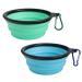 Slson 2 pieces foldable bowl for dogs trips and dogs with carabiner hooks for mountaineering portable for cats dogs and pets for water and feed (350 ml light blue and light green) 350ml light blue and light green