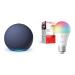 Echo Dot (5th Gen) | Deep Sea Blue with Sengled Bluetooth Color bulb | Alexa smart home starter kit