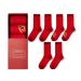 Chinese New Year Red Socks Chinese Style High-end Embroidery Women's Socks Spring Festival Good Luck Socks 3 Pairs (Color : Red Size : 34-39) 34-39 Red