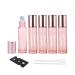 Wresty 10 Pack Glass Roll On Bottles 10ml(1/3 oz) Essential Oil Roller Bottles Perfume Sample Bottles Travel Roller Bottles With Stainless Steel Balls Opener and Dropper included (pink)