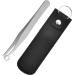 Minkissy Universal nose hair cutter tweezers stainless steel round head tweezers eyebrow clipper trimmer with leather cover for men women chops eyebrow noses black