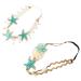 Lurrose Seashell Lace Hairbands Ocean Sea Star Shell Headbands 2pcs Elastic Flowers Forehead Hairband Mermaid Hair Band Hair Accessories for Women Bridal