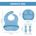 Vicloon Silicone Baby Feeding Set | 4 Pcs Weaning Suction Plate, Bib, Spoon & Fork | BPA-Free Toddler & Kids Plate Set | Divided Plate | Gift for Kids - Blue - Buy Online on GoSupps.com