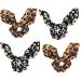 4 Pack Leopard Print Bunny Ears Hair Scarf Bow Ponytail Holder Hair Scrunchies Animal Print Scrunchies Elastic Hair Ties Hair Bands Hair Accessories Girls for Dance Long Blonde Hair
