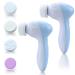 2 Pieces Electric Facial Cleansing Brush: IPX7 Waterproof Face Brush with 4 Brush Heads 360 Deep Cleansing Face Cleansing for Pores Exfoliating and Blackhead Cleansing Blue