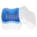 Dental prostheses container cup box prostheses false teeth storage container with filter screen dental device for school journey train outdoor home use (sky blue)