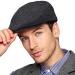 Men Ivy Gatsby Newsboy Cap - Classic Wool Blend Tweed Flat Cap Cabbie Hat Men 001 Black Small-Medium