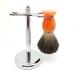 BGGIWY men's rasier brushes fashionable black roof hair razor brush set male stainless steel perfect wet shave holder simply 2.9x6inchs silver