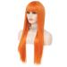 Orange Long Straight Wigs for Women | 28 Inch Synthetic Hair Wig with Bangs for Cosplay & Daily Use - Buy Online on GoSupps.com
