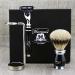 4Pc Men's Shaving Kit - Premium 3 Edge Razor Silver Tip Badger Brush Dual Stand & Alum Pencil - Perfect Grooming Set for Men - Buy Online on GoSupps.com
