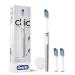Oral-B Clic Deluxe Starter Kit Manual Toothbrush with 3 Brush Heads & Magnetic Brush Mount White