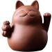 Handmade Chinese Zisha Tea Pet Maneki Neko - Lucky Wealth Cat for Kung Fu Tea Tray Accessories - Multi-Colored Purple Clay - Buy Online on GoSupps.com