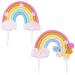 2 Pcs Rainbow Cake Toppers Soft Rainbow Pottery Cake Topper Soft Pottery Rainbow Cake Decorations for Birthday Parties Wedding Cake Decorations Supplies