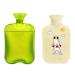 MYAMIA 2L PVC Hot Water Bottles Water Injection Bag Winter Hand Foot Warmer Pain Relief Hot Water Bag-Green + Cover