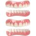 Xzlzmd silicail teeth prosthesis top below temporary fake cosmetic braces smile dentures instant veneers for men and women 2 pair