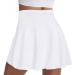 Women's Knee Length Tennis Skirts Girls' Pleated Golf Skorts High Waisted UV Protection with Pockets Shorts Black White Blue S-white 11-12 Years
