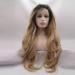Long blond wig hair with brown root wig synthetic long blonde blonde lace front wave long -wave side part long soft wig 22inch