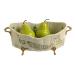 Fruit Basket Fruit Bowl Chinese Retro Painted Ceramic Fruit Plate Desktop Decor Fruit Dish Copper Double Ear Handle Kitchen Organizers and Storage (Color : B Size : 36 * 20 * 12cm)
