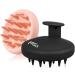 2 Pack Silicone Scalp Massager Shampoo Brush, Shower Scalp Scrubber with Soft Bristles, Scalp Brush for Hair Growth & Dandruff Treatment, Wet Dry Hair Massager for All Hair Types of Women Kids 2-pack Silicone Scalp Massager Salmon Pink and Black
