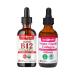 LIQUIDHEALTH Organic Methyl B12 5000mcg Vitamin Drops with Tart Cherry Juice & 100% Vegan Plant-Based Collagen Plus Biotin Drops - Natural Energy Boost Improve Focus Hair & Nail Growth Skin Health