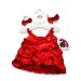 Build Your Bears Wardrobe Frilly Satin Dress + Bows Outfit Teddy Bear Clothes Fits Build a Bear (Red)