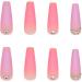 48pcs (2pack) Pink and Purple Gradient Long Press On Nails French Fake Nail Tips DIY Arylic False Nail Tips False Nails Pink Crystal Press Nails Ballerina - Buy Online on GoSupps.com