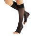Calzitaly Pack 1/2 toe-free support stocking with strong gradual compression 18-22 mm/hg |Compression stockings Open Toe |140 den |Made in Italy (black L/XL) L/XL (2 pieces) black