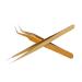 Stainless Steel Eyelash Extension Tweezers Set - Straight & Curved 2pc Gold Makeup Tools - Buy Online on GoSupps.com
