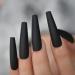 24PCS Extra Long Coffin False Nails - Solid Color Black for Women & Girls | Party Beauty Accessories - Buy Online on GoSupps.com