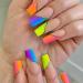 24Pcs Press on Nails Long French Tips Fake Nails Acrylic T-Shape False Nails Summer Reusable Ombre Artificial Nails for Women and Girls