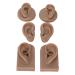 Soft silicone ear model simulation display props human ear model with 3 pairs suitable for ear hole stinging training acupuncture earrings (dark skin tone)