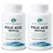 Earth's Splendor Folic Acid 800 mcg Supplement Supports Heart Health Supports Women's Reproductive Health Smooth Coated Tablets (800 mcg 200 Tablets Pack of 2) B9 (Folic Acid) 2 Pack