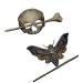 Halloween Skull Hair Pin Stick Slidewith Faux Bone Retro Gothic Hair Clips Hoop Decor Accessories Vintage Skull/Moth Hair Clips Scary Halloween Dressing Cosplay Props (A+B)
