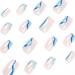 24pcs Short Almond Square French False Nails with Glue - Blue Stripe | Full Cover Acrylic Press On Nails for Women and Girls - Buy Online on GoSupps.com