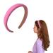 Chunky Padded Headbands Puffy Hairband for Women Sponge Wide Head Band Non Slip Satin Hair Bands for Womens Pink Comfort Hair Accessories Puffy Soft HeadBand for Women Girls