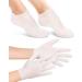 2 Pairs Silicone Moisturizing Glove Socks Set Anti Slip Soft Spa Gel Socks Softening Feet Dry Cracked Skin Women Spa Pedicure Socks for Foot Hand Softening Foot Care After Pedicure (White)