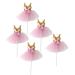 COHEALI Cupcake Decorating Cupcake Topper 5Pcs Glitter Tutus Dress Cake Toppers Ballerina Skirt Cupcake Picks Fruit Forks Coffee Drink Stir Sticks Birthday Theme Party Decoration(Golden)