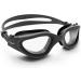 AqtivAqua Wide View Swimming Goggles - All Black + Silver Case - Ideal for Swim Workouts & Open Water - Indoor/Outdoor - Buy Online on GoSupps.com