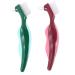 YOLIGAN 2-part premium toothbrush with hard prosthesis brush cleaning brush multi-layered bristles and portable prosthesis double-side brush