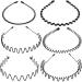 Voarge 6 Pcs Metal Hairband Black Spring Wave Hairband Multi-Style Unisex Flexible Headband Accessories Black for Men Women