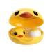 Fiedfict Mini contact lens container with a cute animal motif made of plastic portable for students/children home travel set easy to wear yellow
